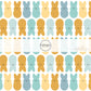 Blue, Yellow, and Teal Easter Bunnies on white fabric by the yard - Peeps Easter Bunny Fabric 