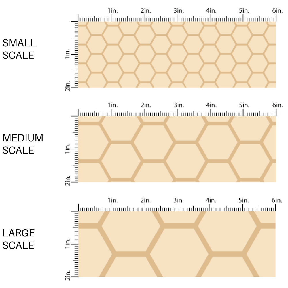 Light yellow fabric by the yard scaled image guide with a golden honeycomb outline