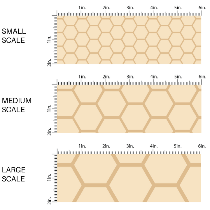 Light yellow fabric by the yard scaled image guide with a golden honeycomb outline