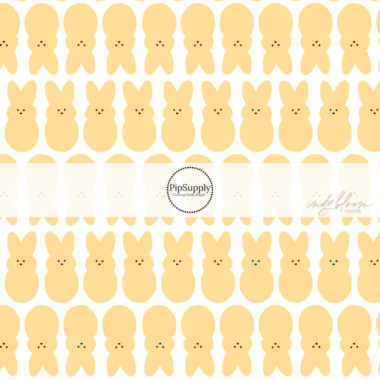 yellow bunnies in rows on white fabric by the yard - Peeps Bunny Fabric 
