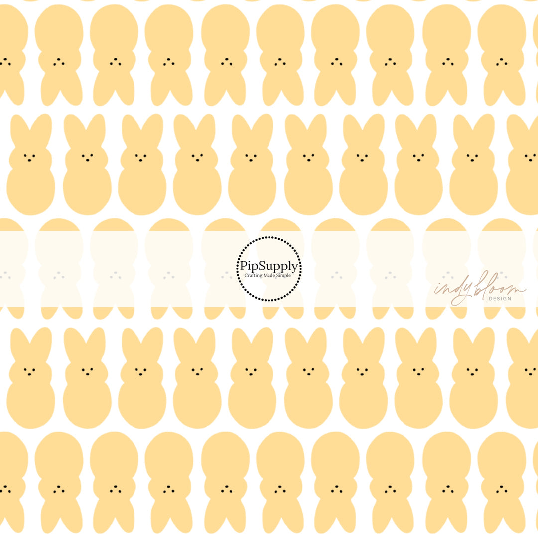 yellow bunnies in rows on white fabric by the yard - Peeps Bunny Fabric 