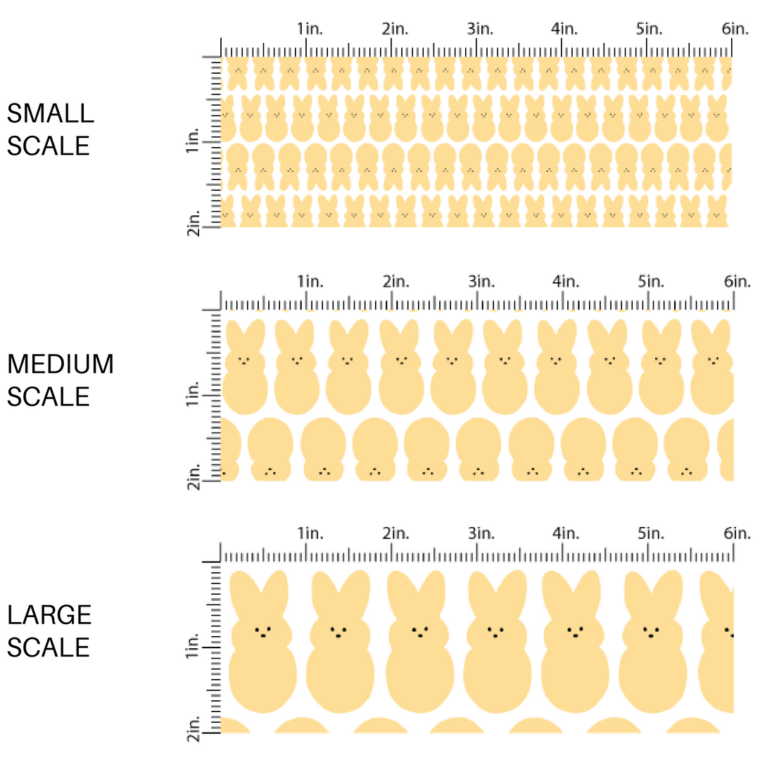 yellow bunnies in rows on white fabric by the yard scaled image guide - Easter Fabric Bunny