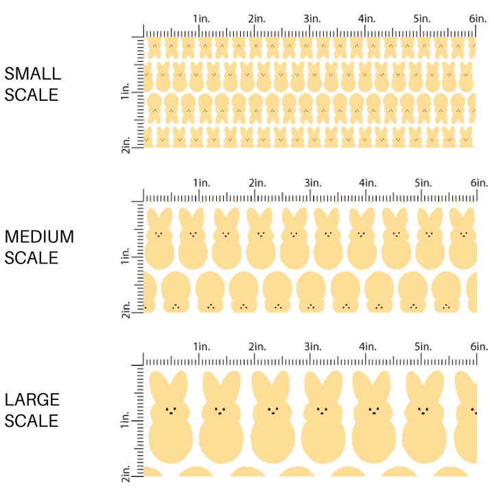 yellow bunnies in rows on white fabric by the yard scaled image guide - Easter Fabric Bunny