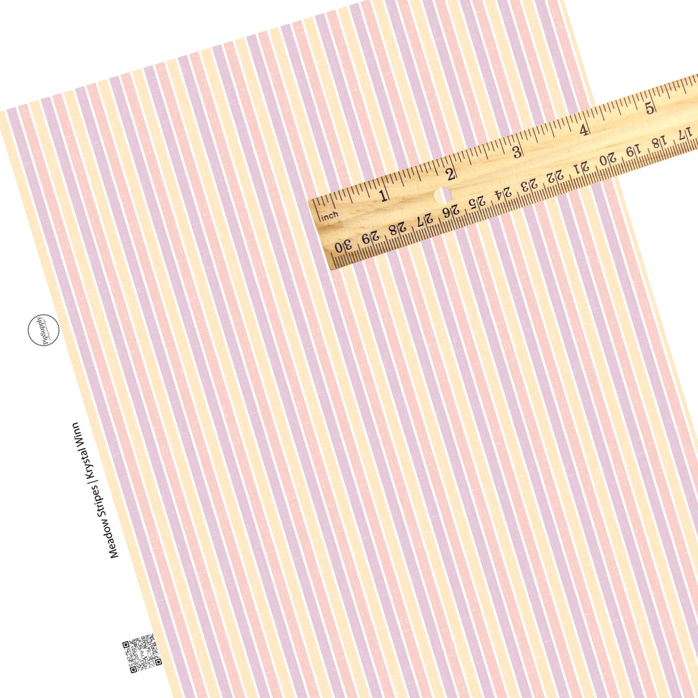 Distressed pink, yellow, and lavender stripe faux leather sheet