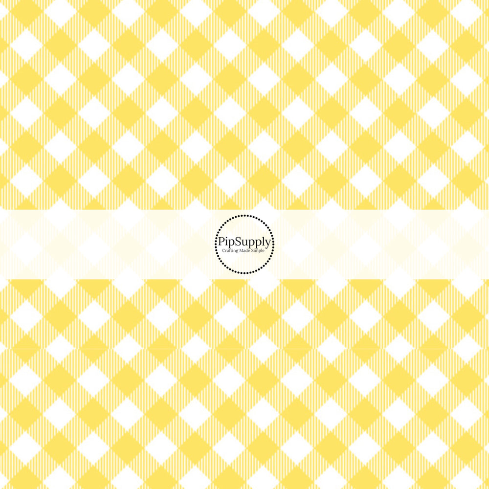 Yellow and white stripe diagonal plaid bow strips