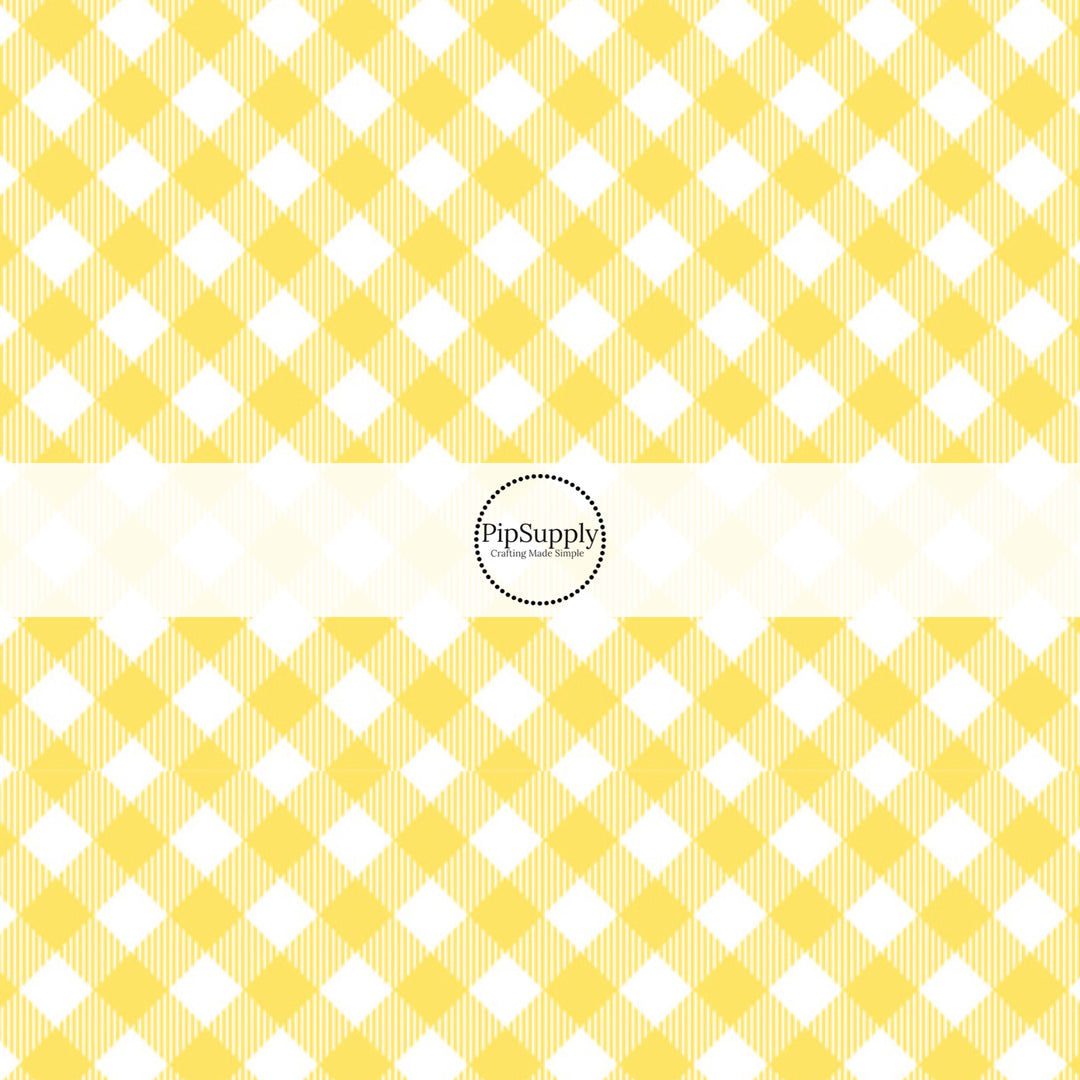 Yellow and white stripe diagonal plaid bow strips