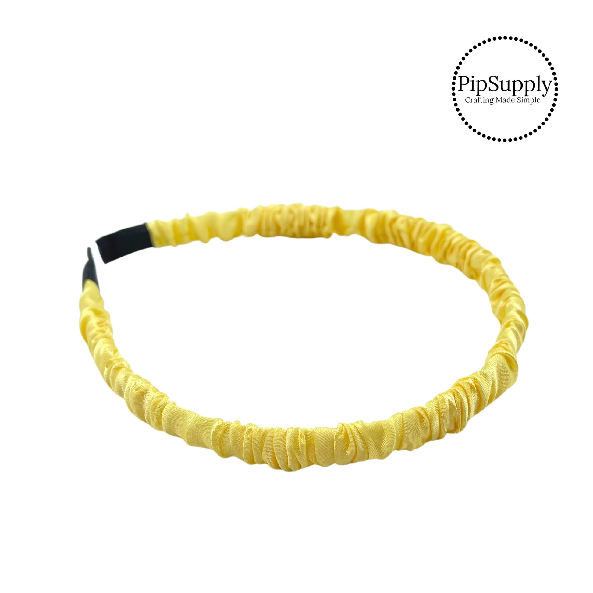 Yellow satin scrunchie thin headband -  Easter Headband - Spring Headband 