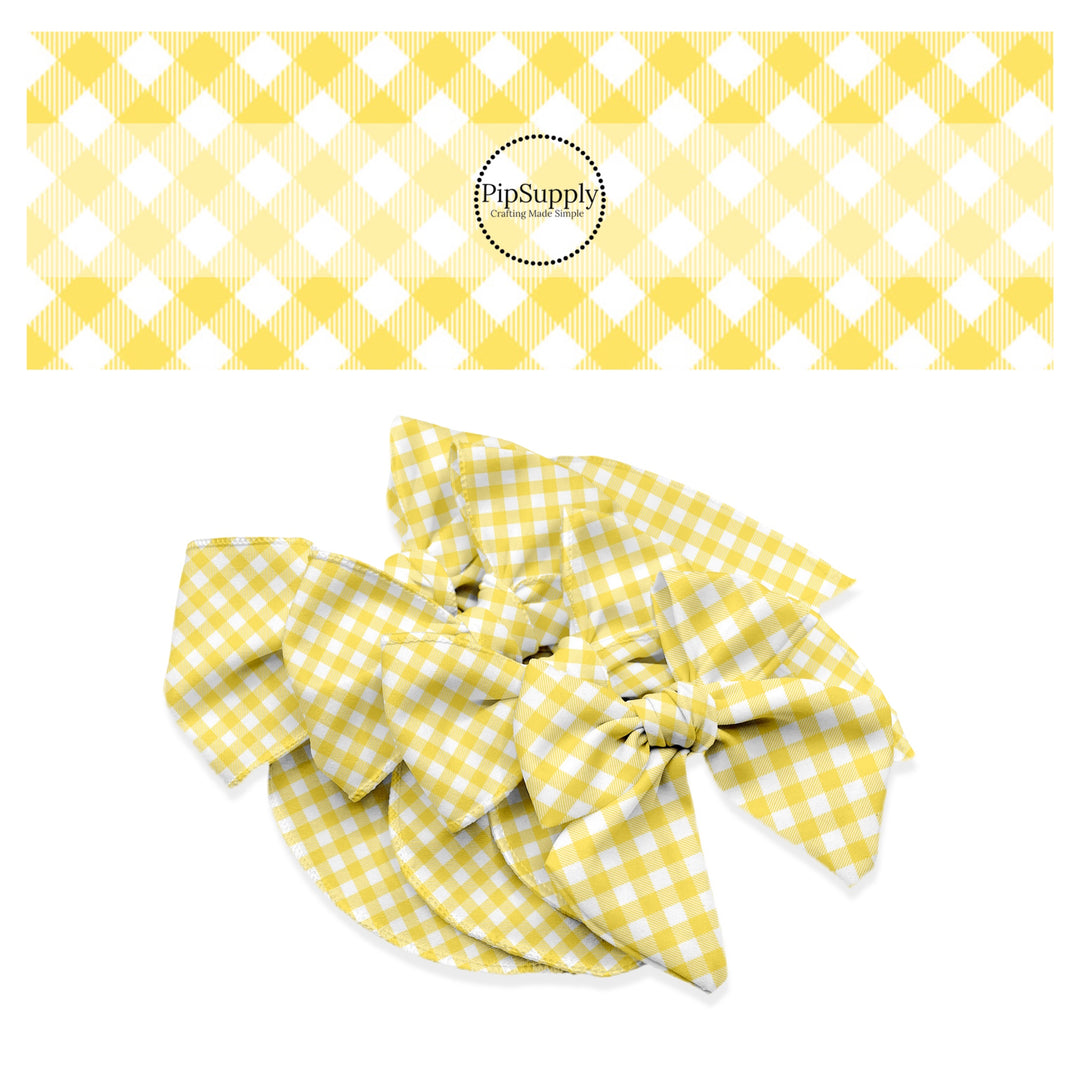 Yellow stripe diagonal plaid bow strips