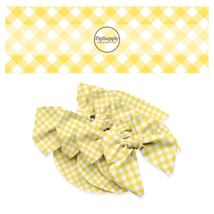 Yellow stripe diagonal plaid bow strips