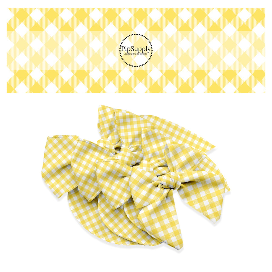 Yellow stripe diagonal plaid bow strips