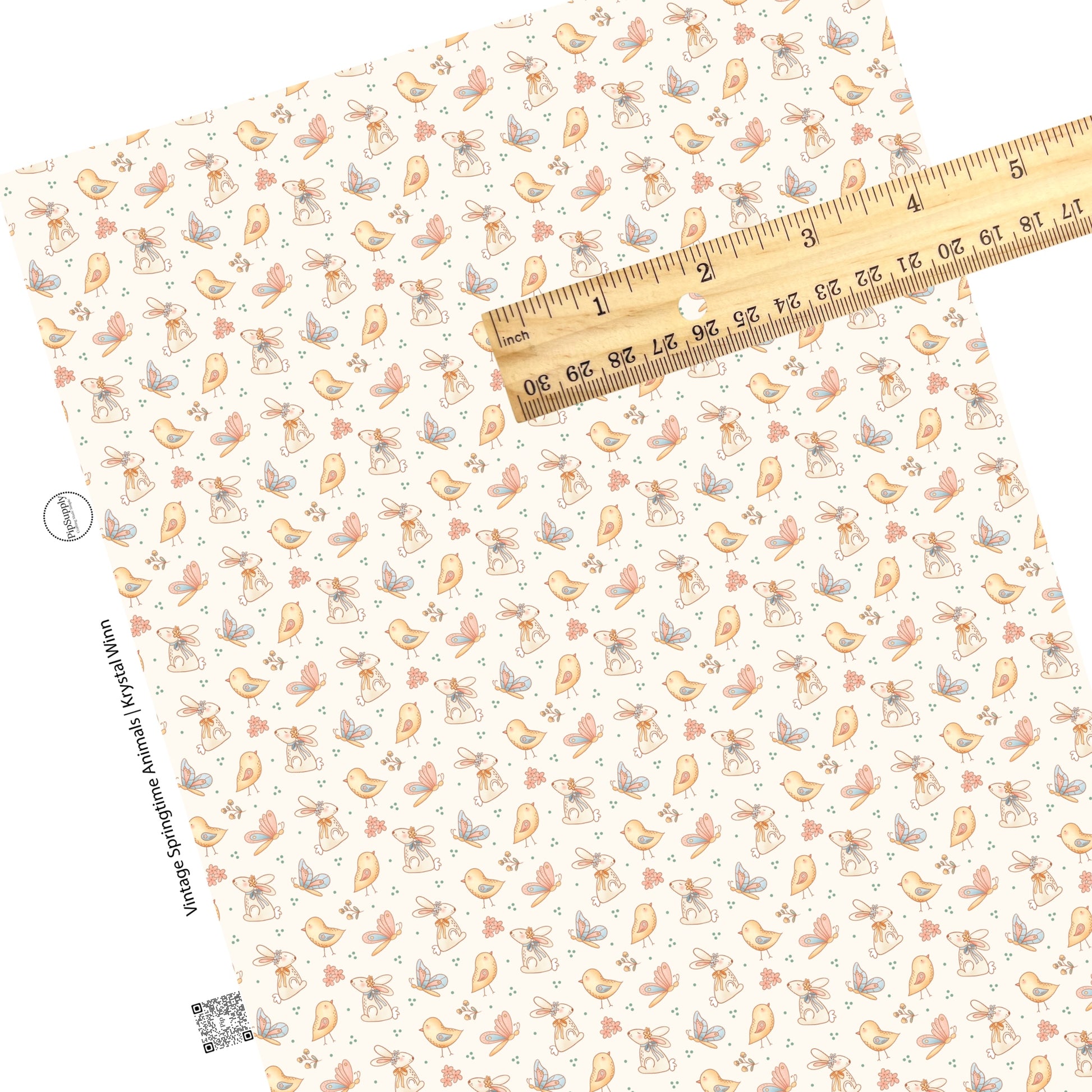 bunnies, chicks, and butterflies with flowers faux leather sheets