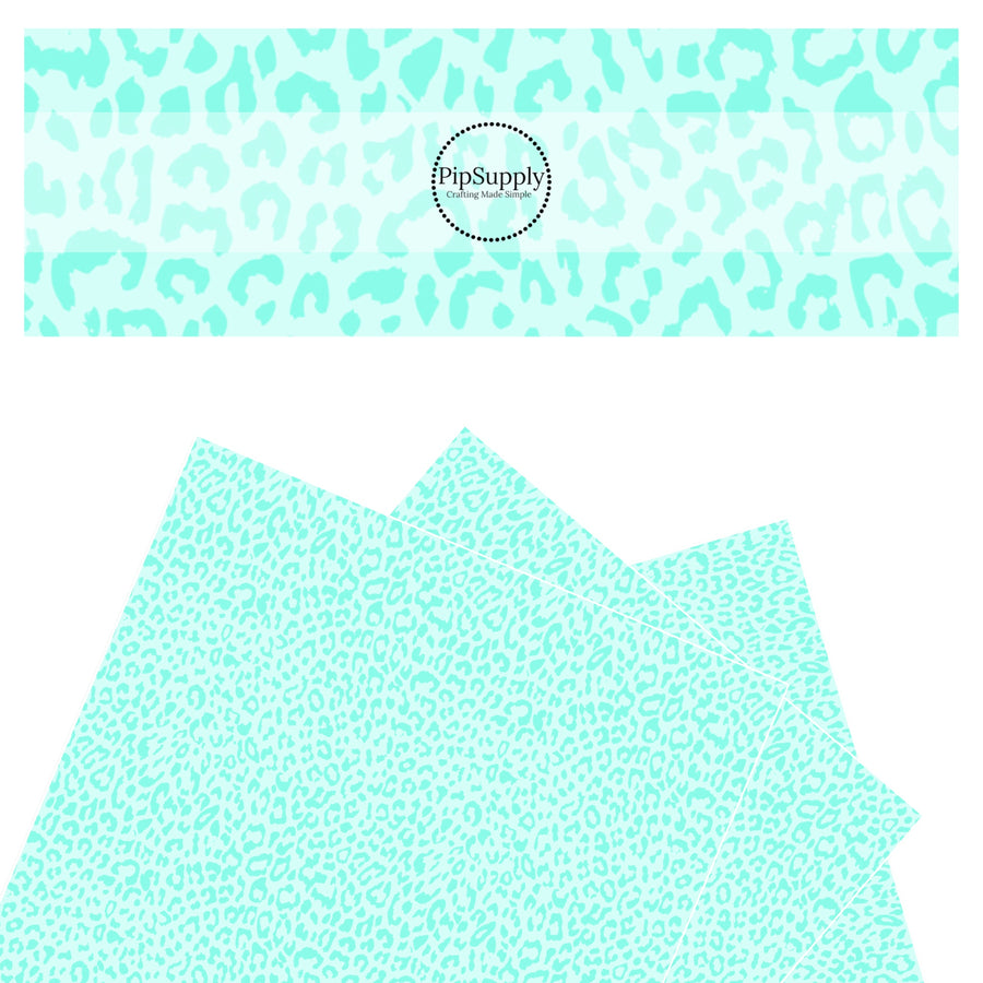 Darker aqua leopard spots on bright aqua faux leather sheets