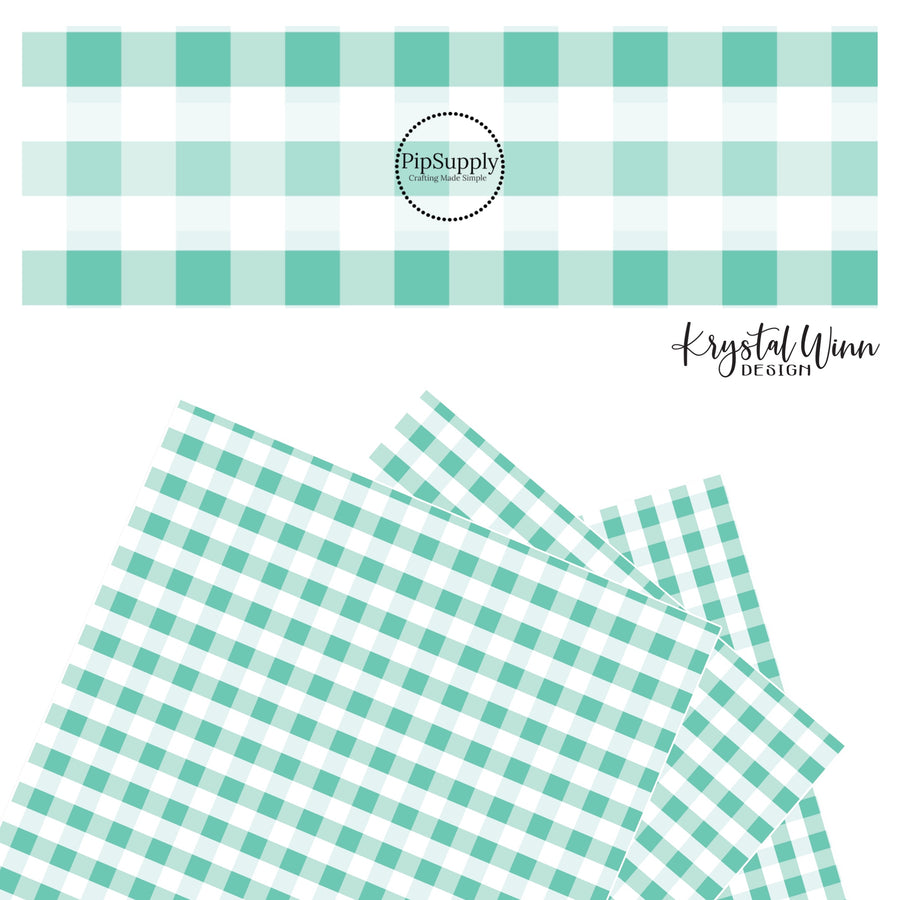 aqua, mint, and white plaid faux leather sheets