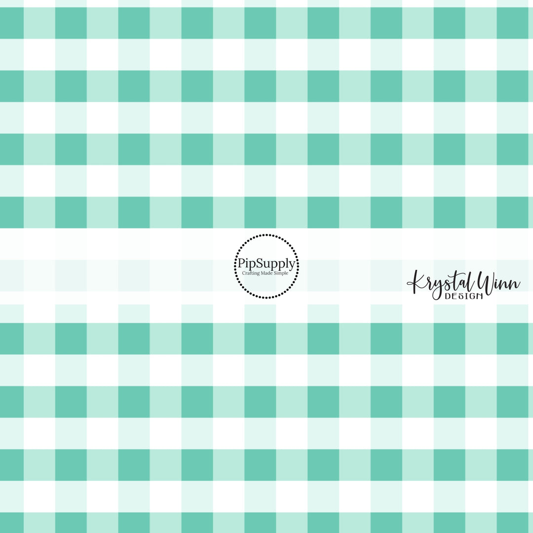 mint, aqua, and white plaid bow strips