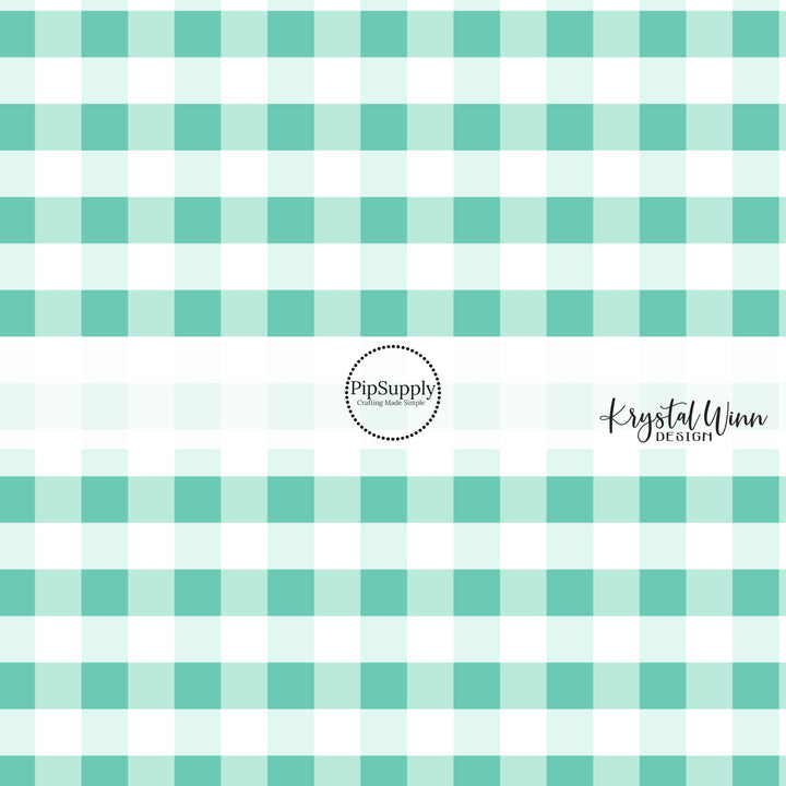 mint, aqua, and white plaid bow strips