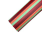 Rolled faux leather sheet with green, orange, brown, and maroon stripes.