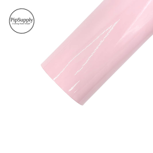 Solid pastel pink glossy faux leather sheet