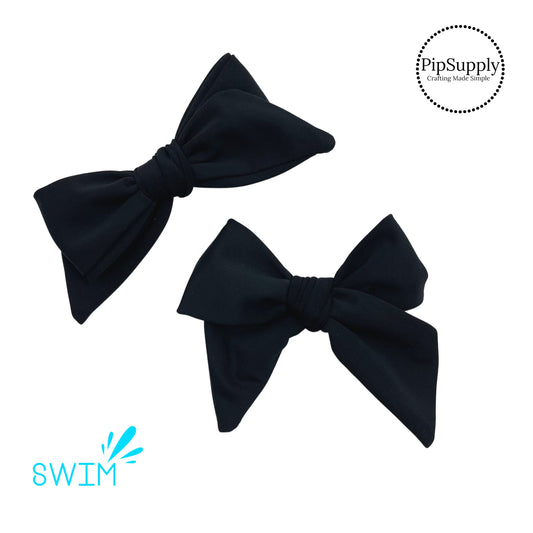 Solid dark black swimsuit bow strip