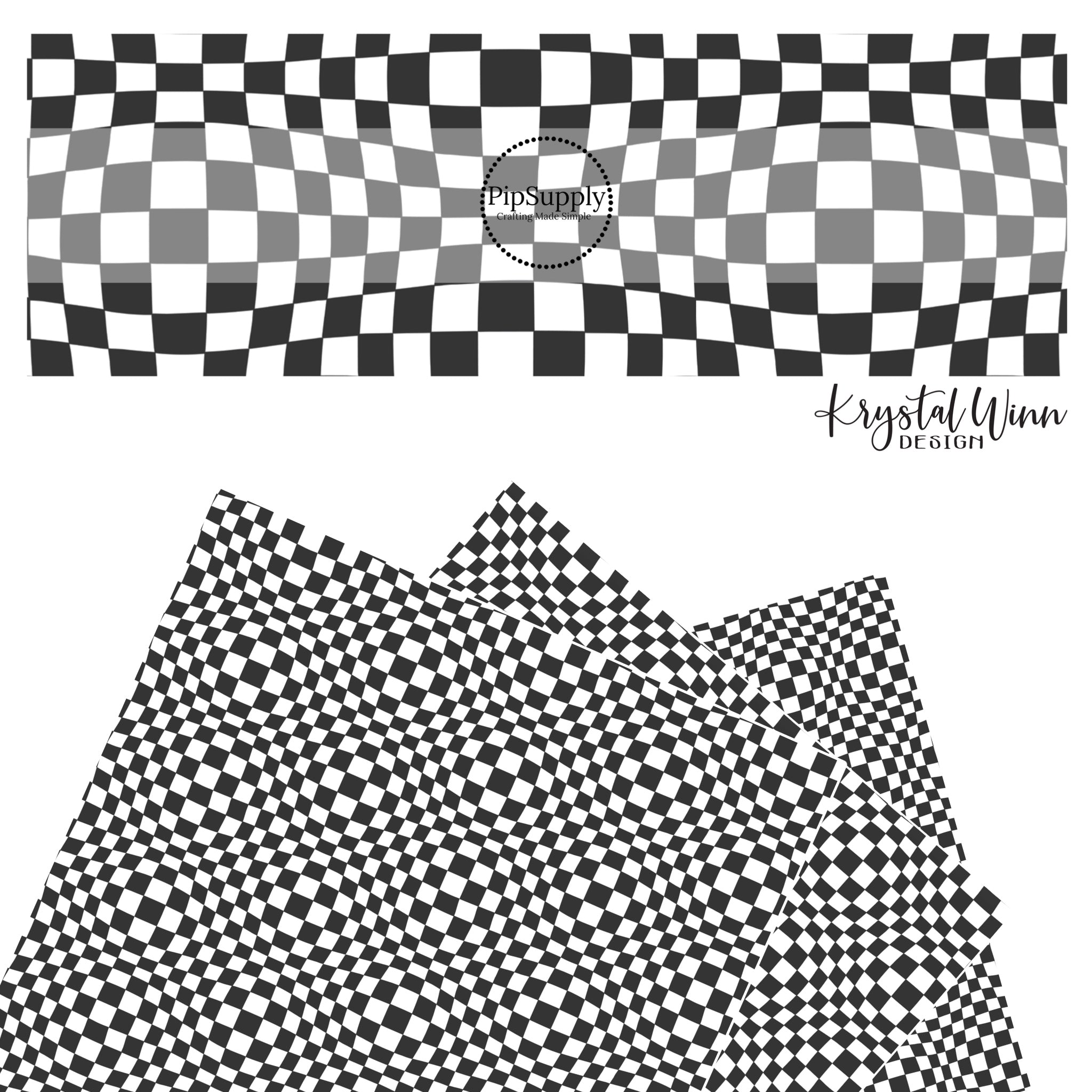 3d-black-and-white-checkered-faux-leather-sheet-wavy-checkered-black