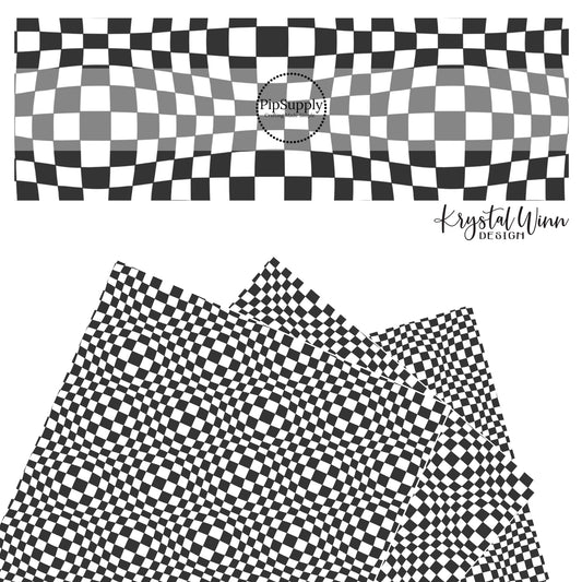 3D white and black checkered faux leather sheets
