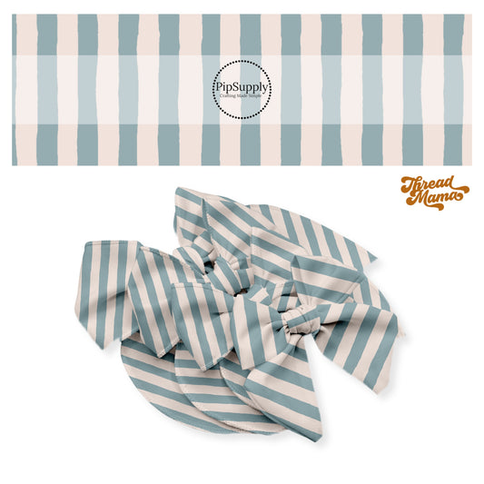 Distressed blue and cream stripe bow strips