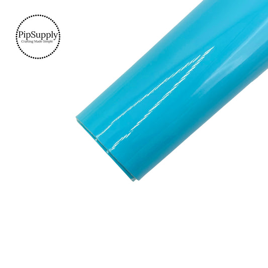 Bright blue solid glossy faux leather sheet