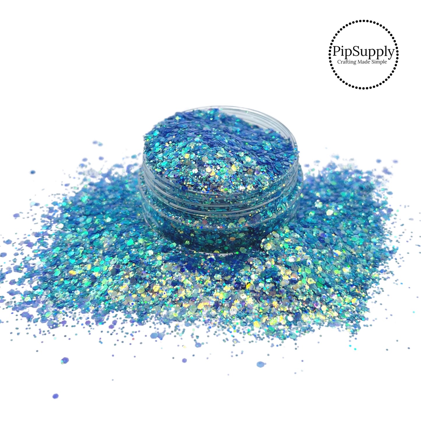 Iridescent blue and green chunky glitter