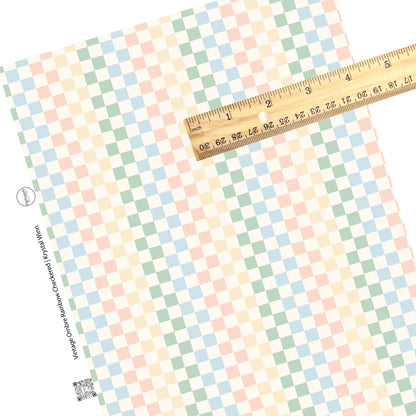 yellow, pink, green, and blue checkered faux leather sheets