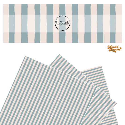 Distressed blue and cream stripes faux leather sheets