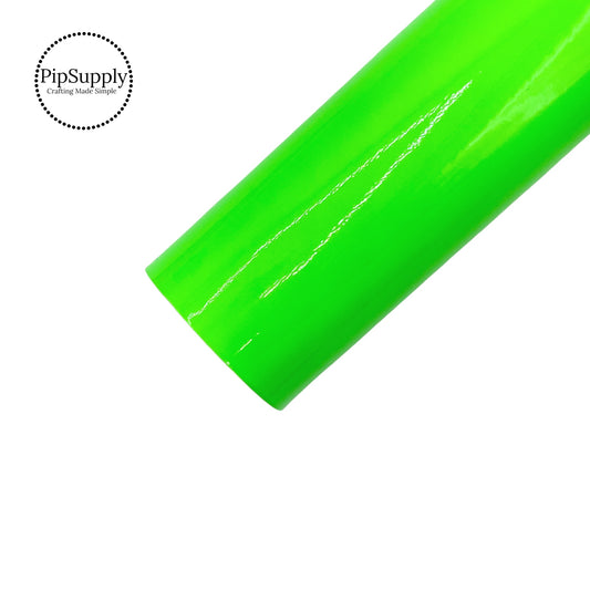 Neon green glossy faux leather sheet