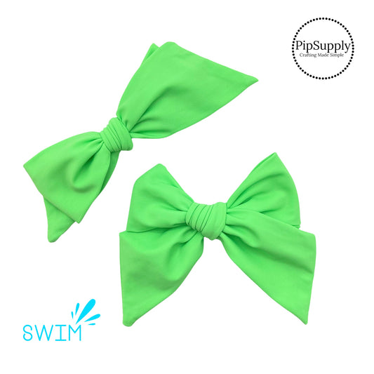 Ruth solid bright green swim bow strips