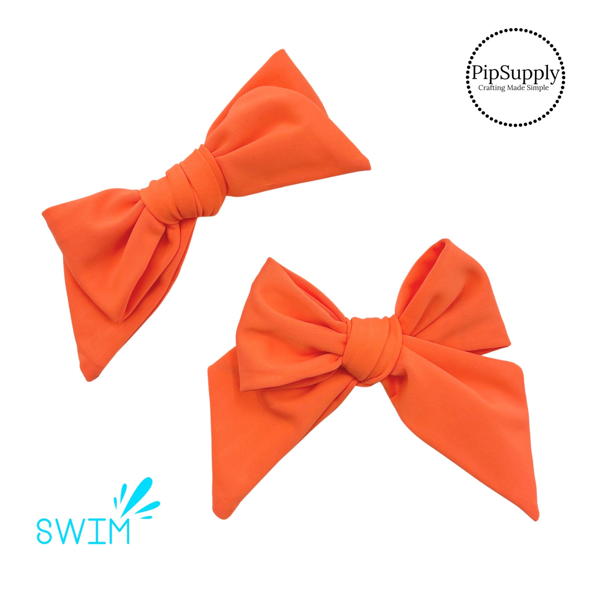 Bright Orange Summer Swim Bows - Swimsuit Fabric Bow Strips Beach
