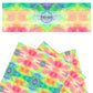 Bright blue, red, orange, green, and yellow tie dye faux leather sheets