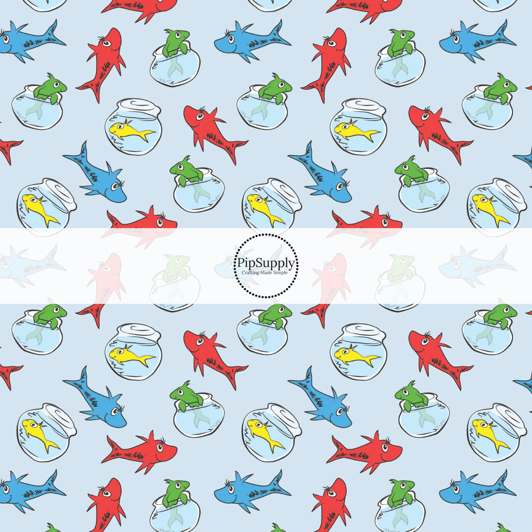colorful fish in bowls bow strips