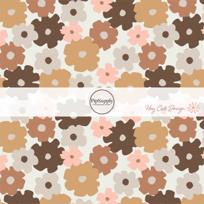 multi brown and pink floral on neutral bow strips