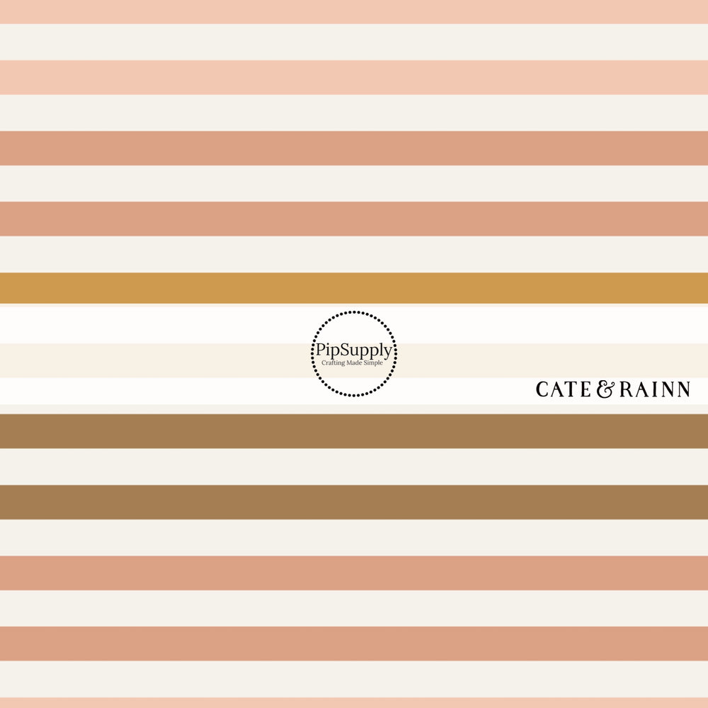 peach, pink, mustard, and brown stripes bow strip