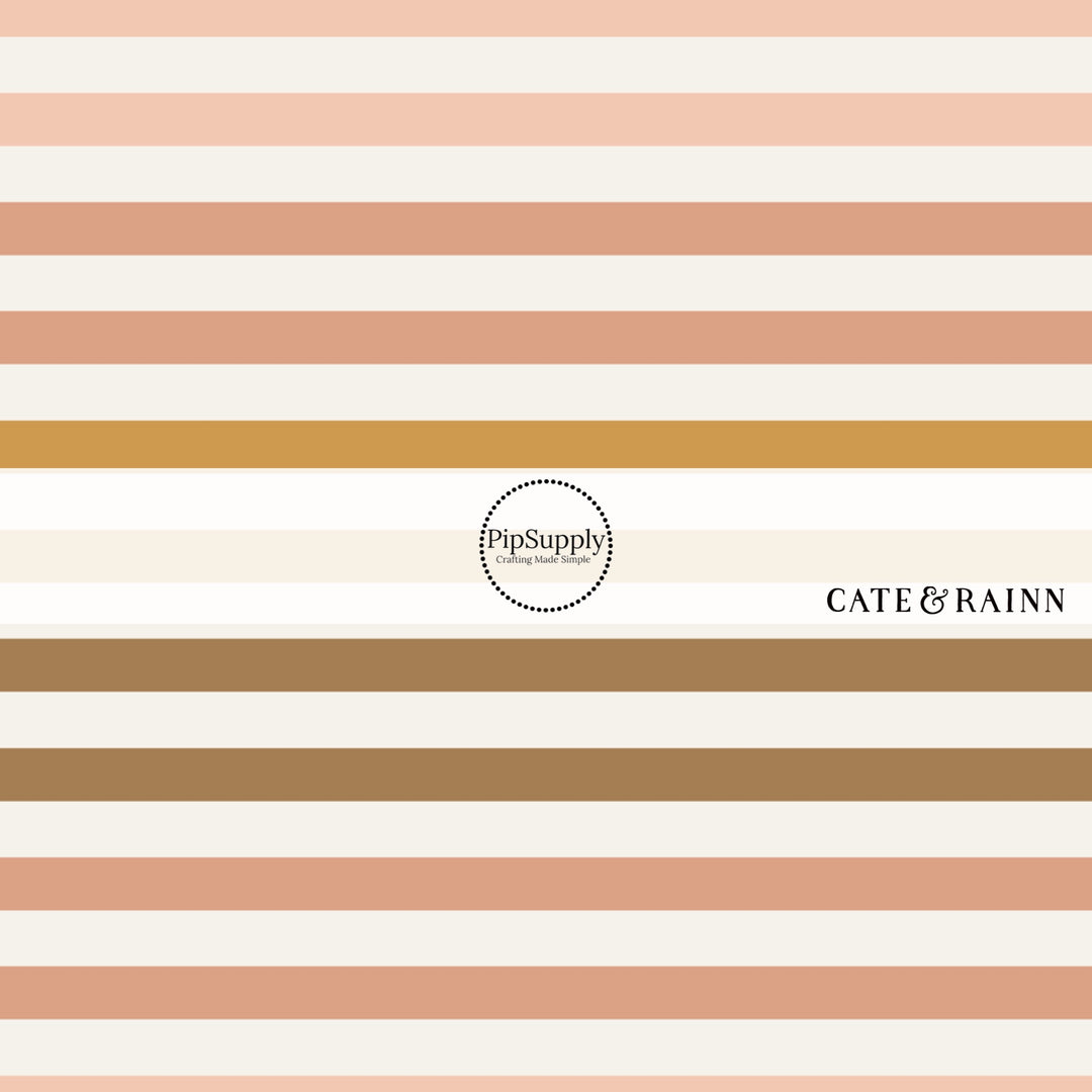 peach, pink, mustard, and brown stripes bow strip