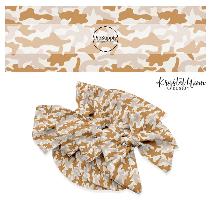 Brown, tan, and blush camo bow strips