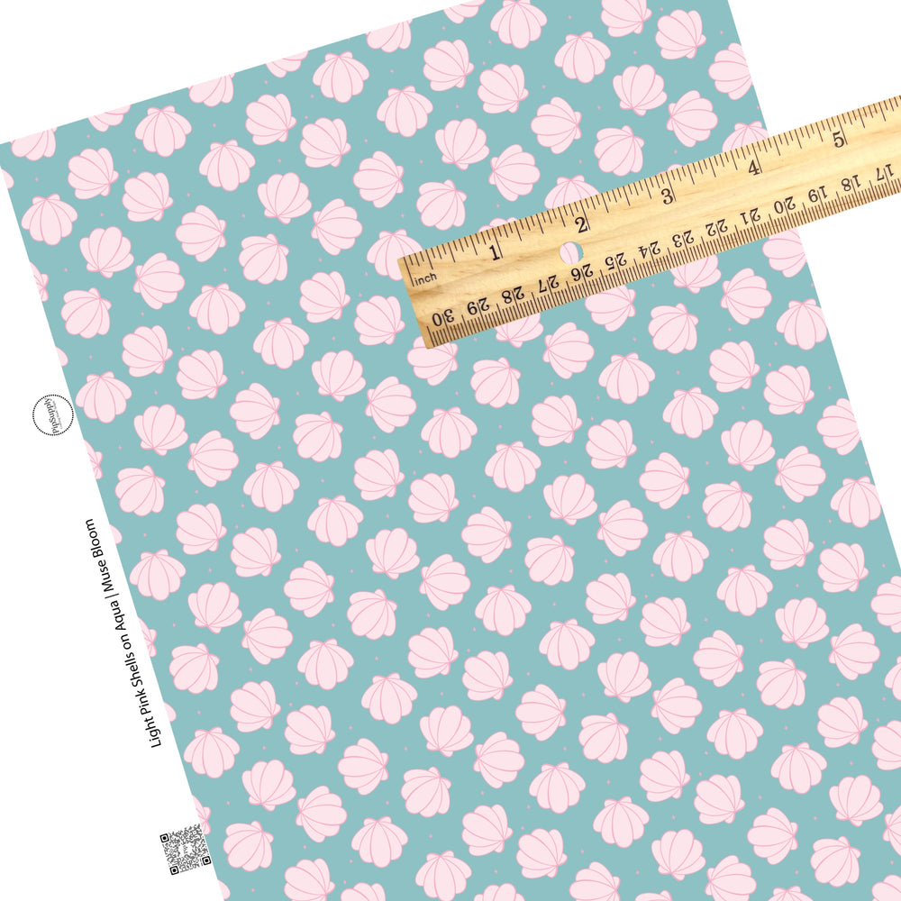 Pink shells and stars on aqua faux leather sheet