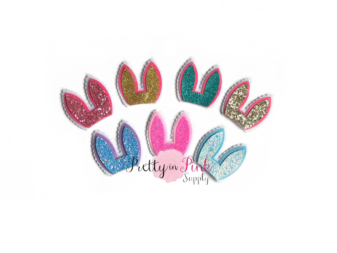 NEW GLITTER Bunny Ears Felt Cut Out Applique - Pretty in Pink Supply