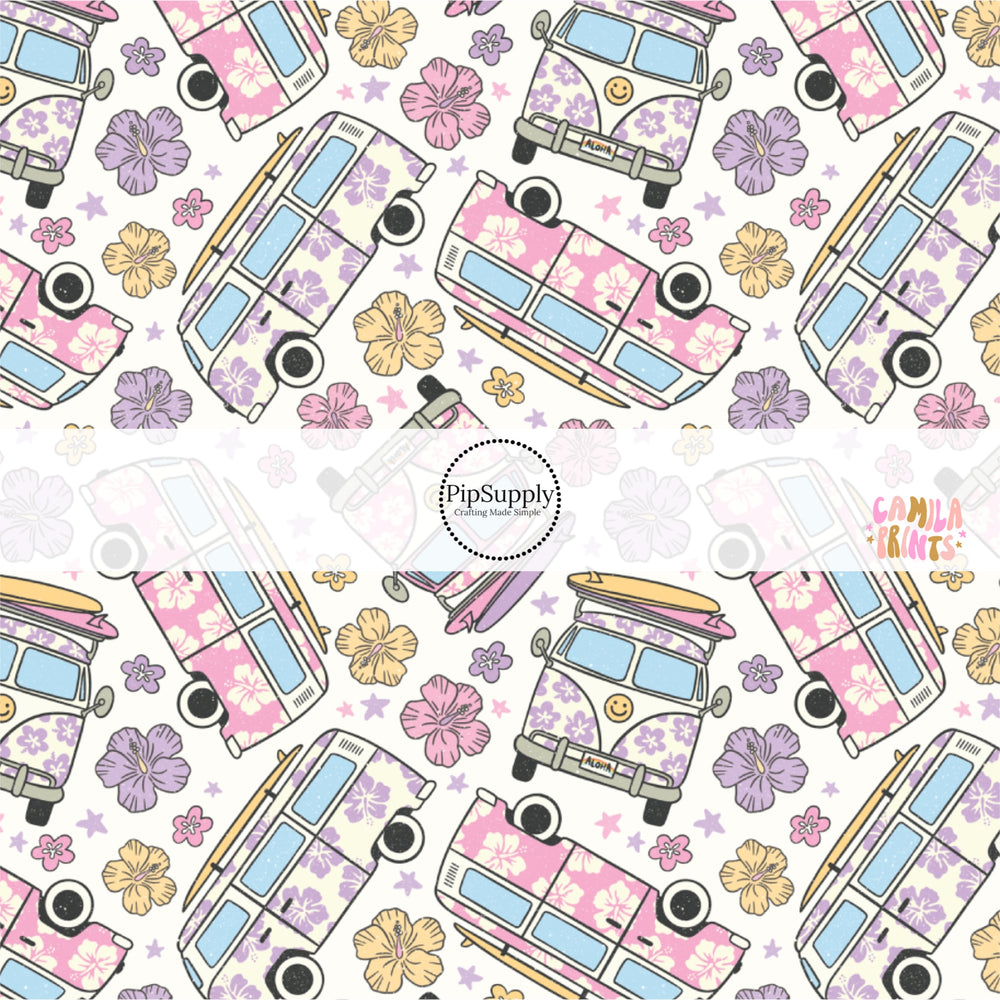 Floral vacation vans on floral cream bow strips