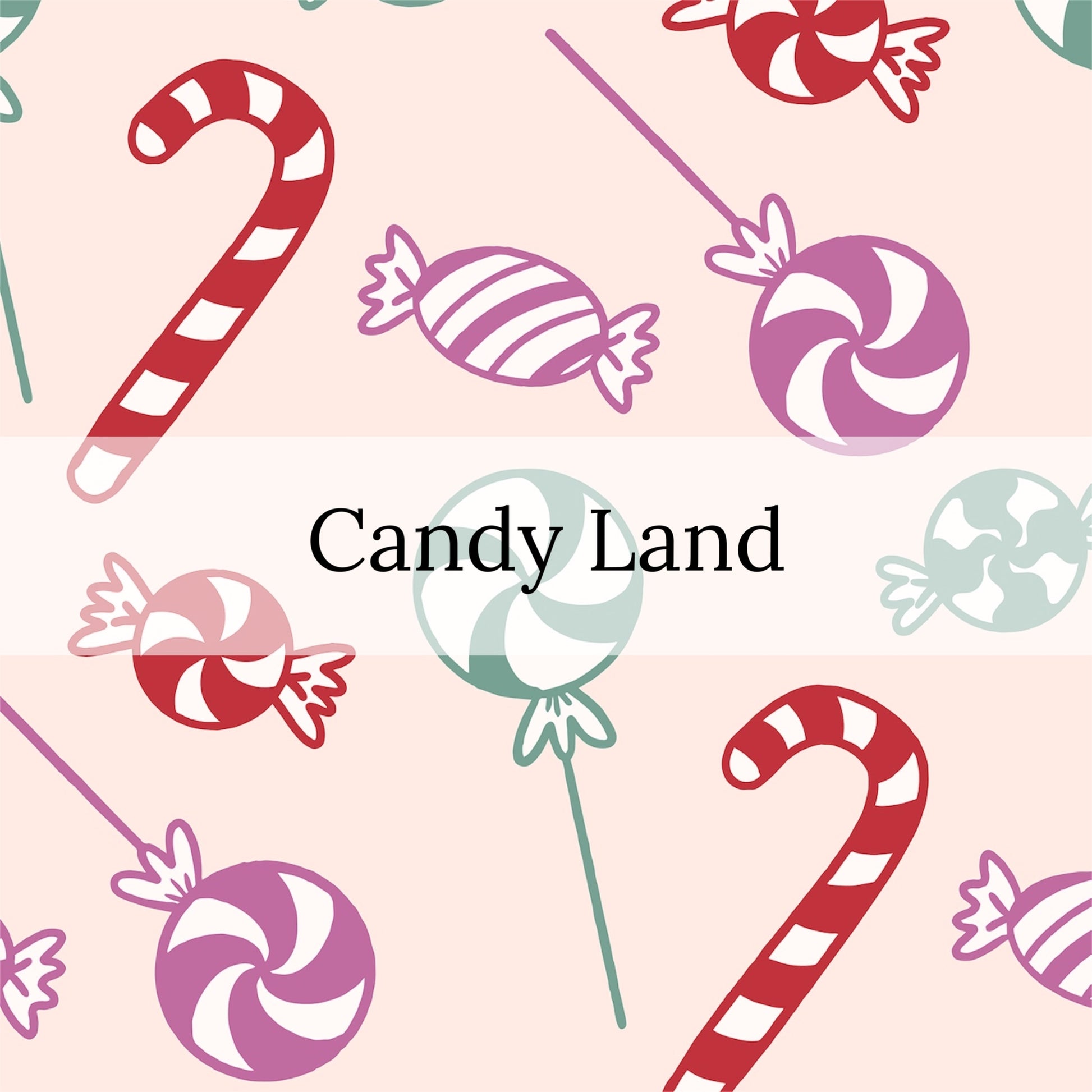 light pink bow strips with candy canes and lollipops