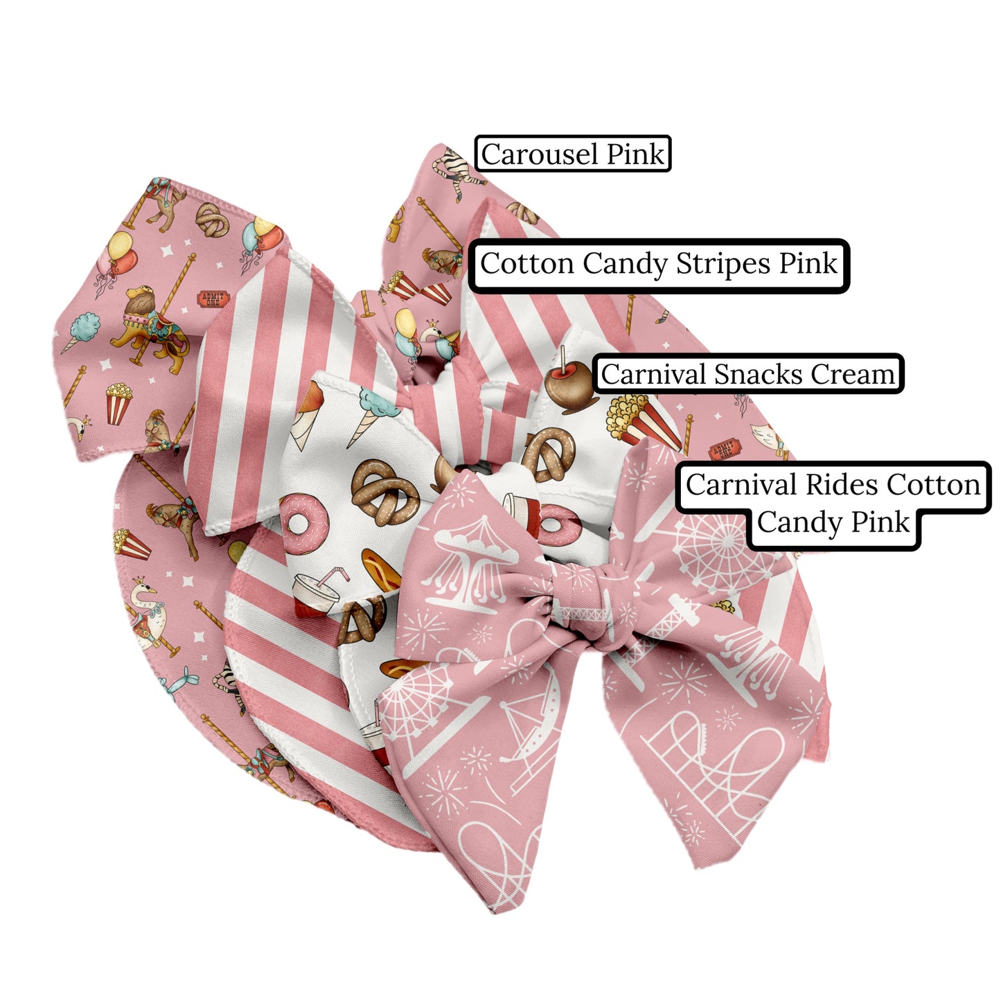 Carnival Rides Cotton Candy Pink Hair Bow Strips