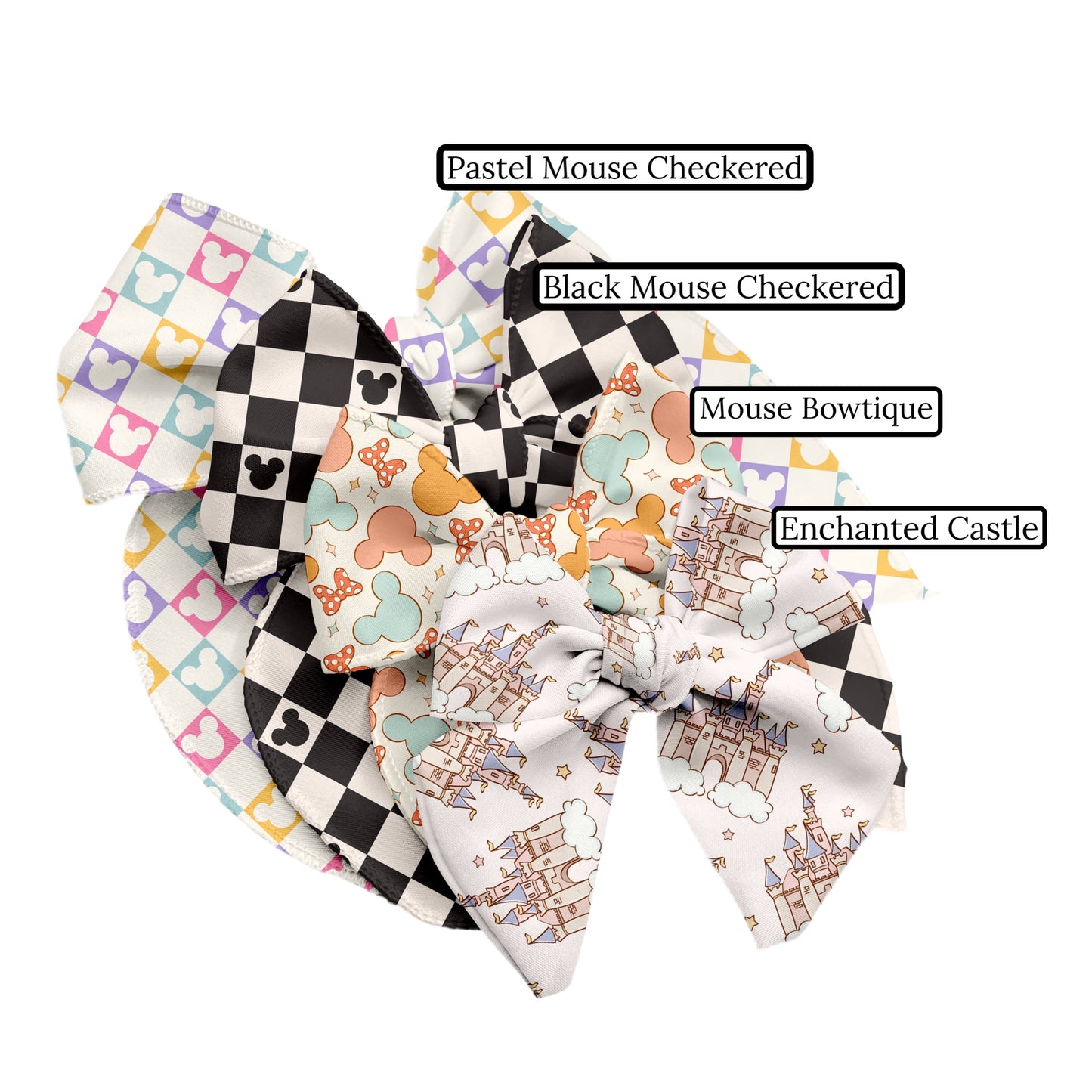 Pastel Mouse Checkered Bow Strips