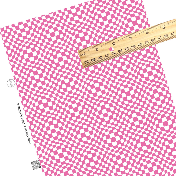 3d pink and white checkered faux leather sheets