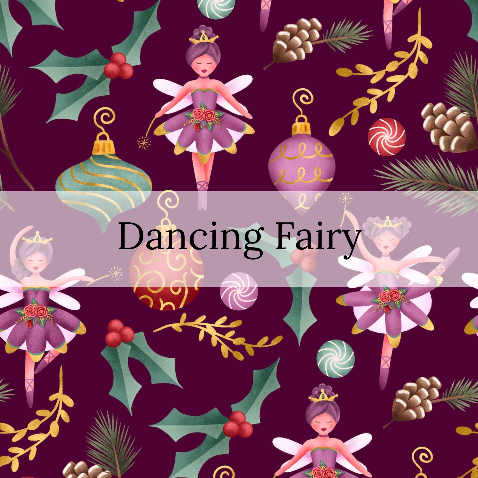 purple faux leather sheet with ballet fairy and christmas icons