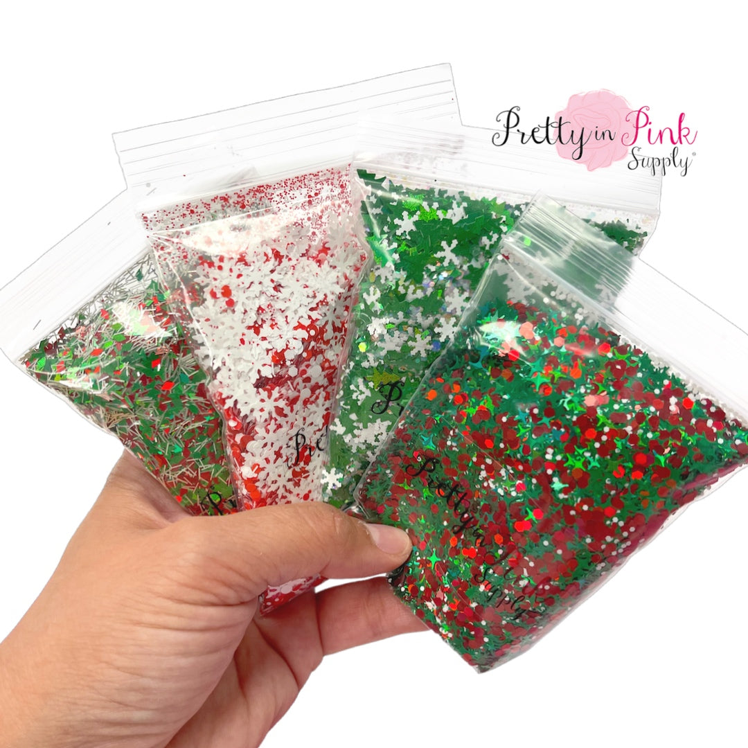 4 available bags of sequin glitter Christmas mixes.