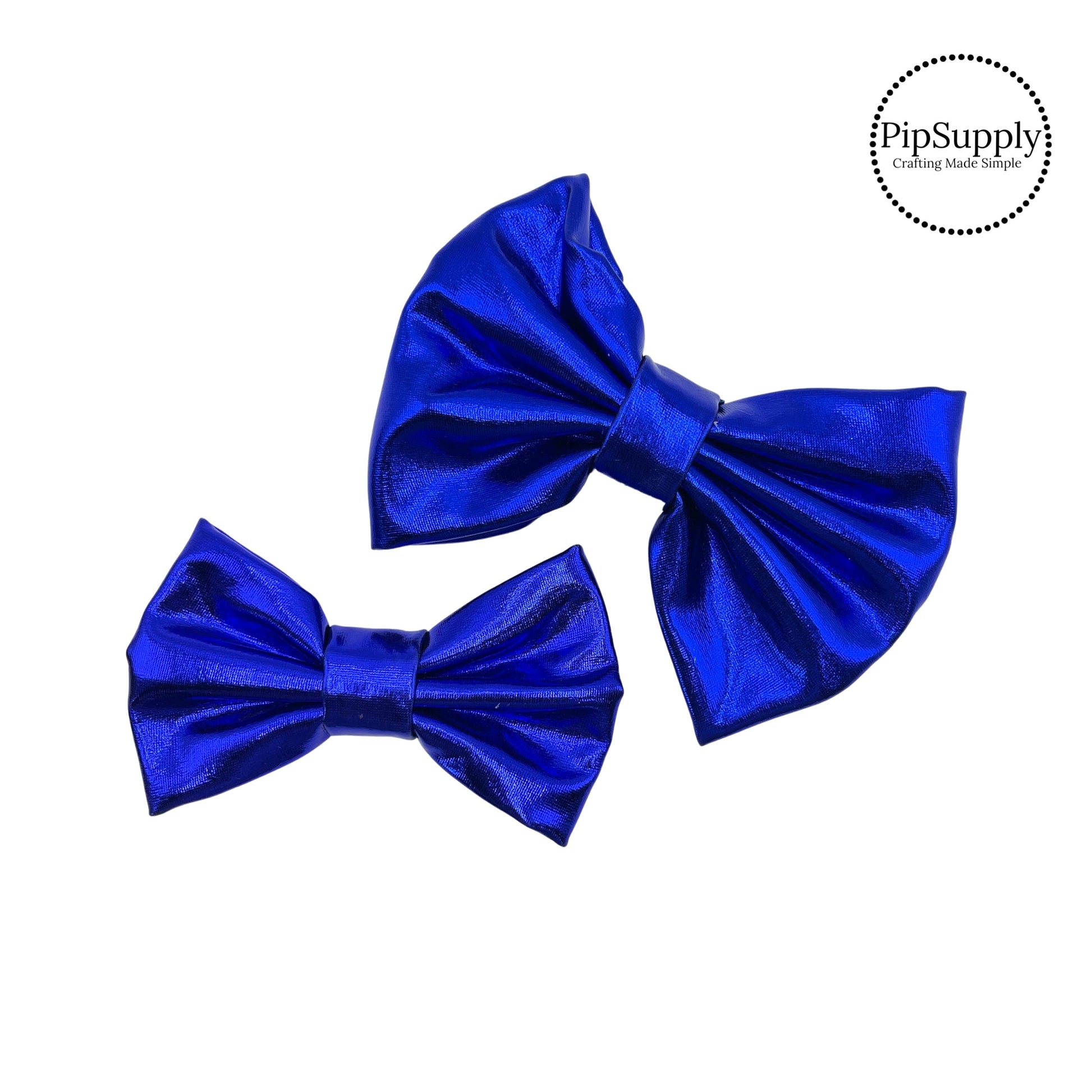 Solid cobalt blue soft metallic bow