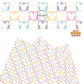 Pink, purple, aqua, and yellow pastel mouse head cutout checkered faux leather sheets