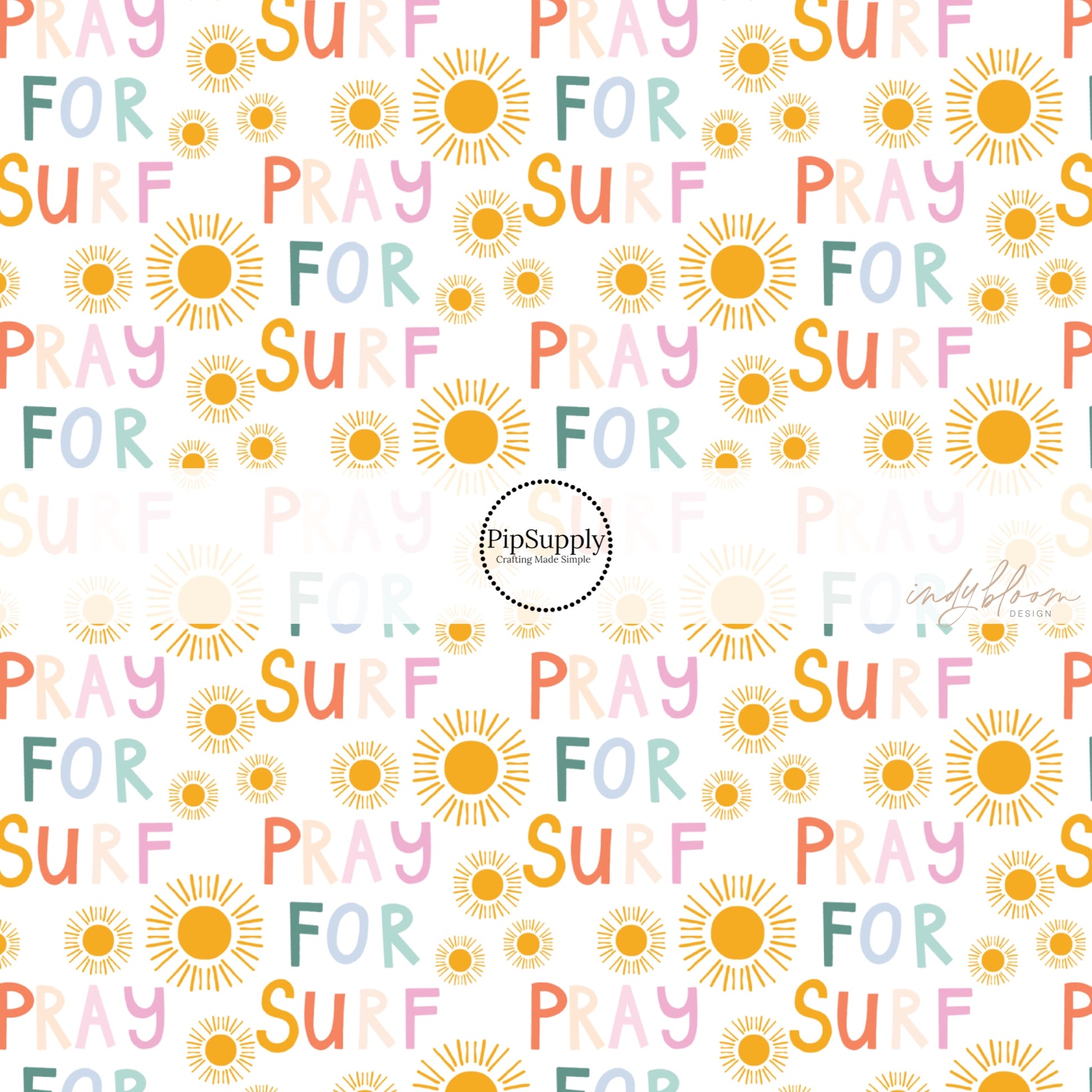 Surf sayings multi and sunshines on white bow strips